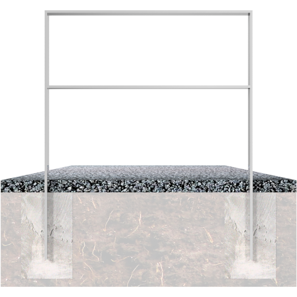 Lean-on hoop of flat bar steel | 80 x 12 mm | with cross bar | total width: 750 mm | hot-dip galvanized